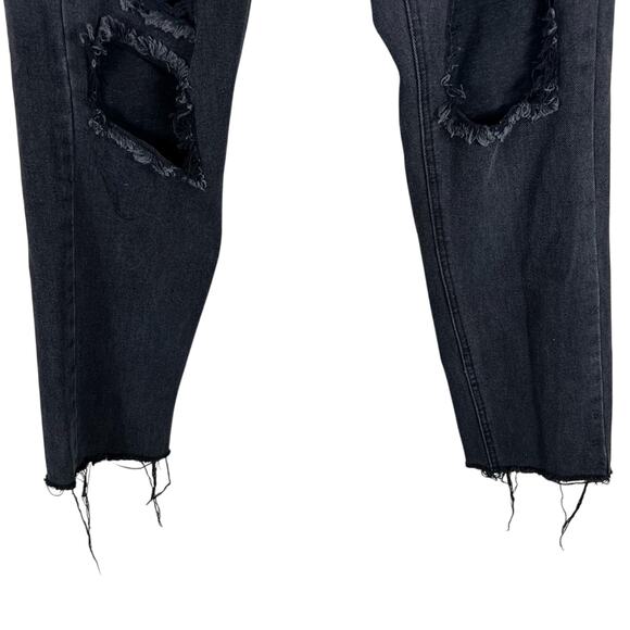 PrettyLittleThing Jeans Womens 8 Black Distressed High Rise Grunge Streetwear - Picture 3 of 6